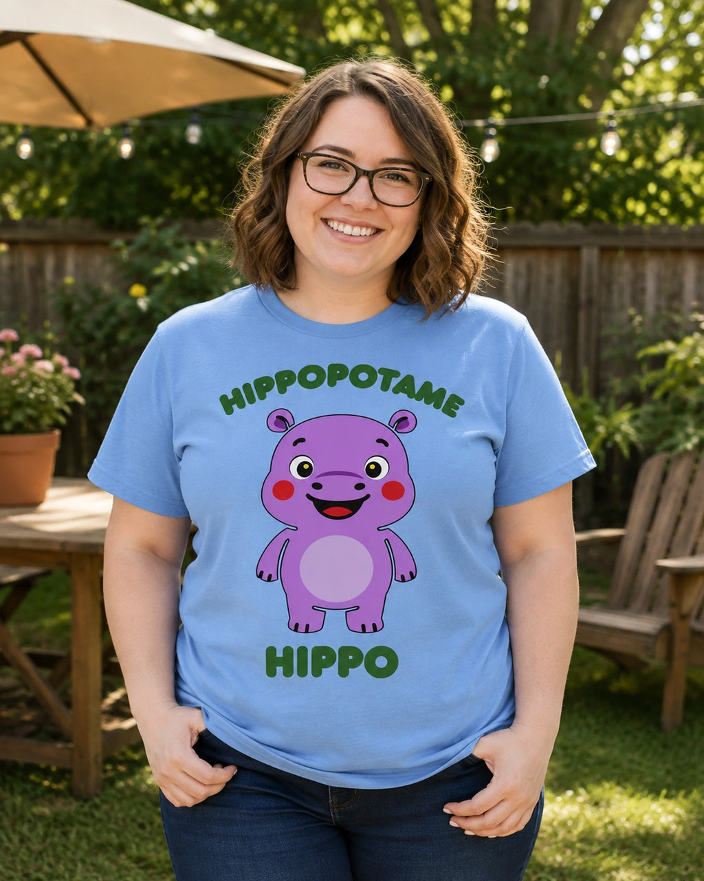 Hippopotame (French) Hippo- Adult unisex soft t-shirt