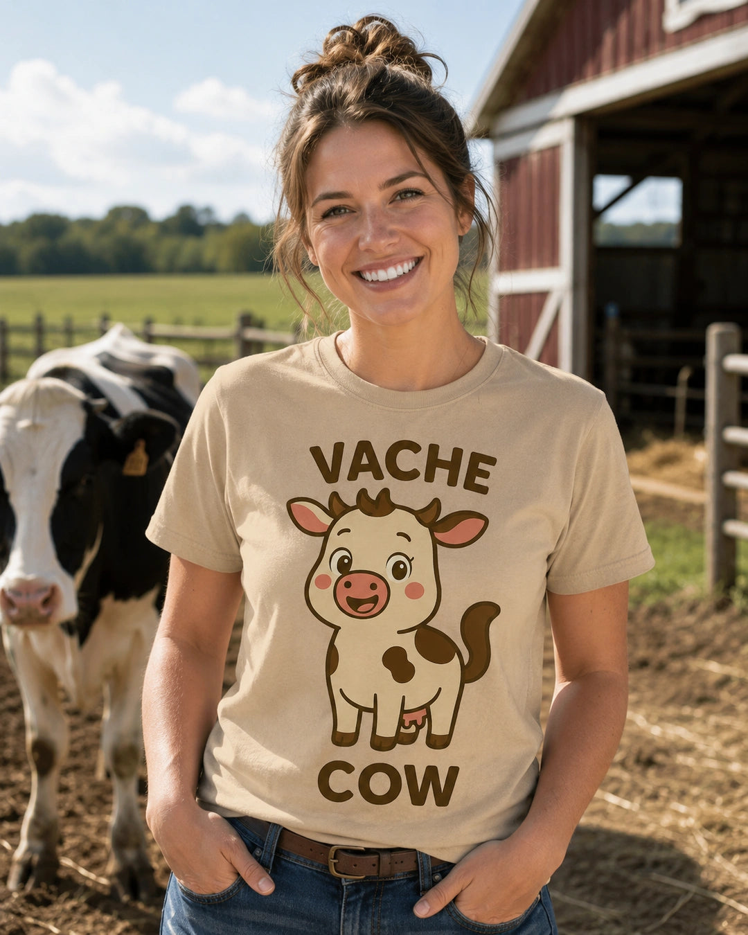 Vache (French) Cow - Adult unisex soft t-shirt