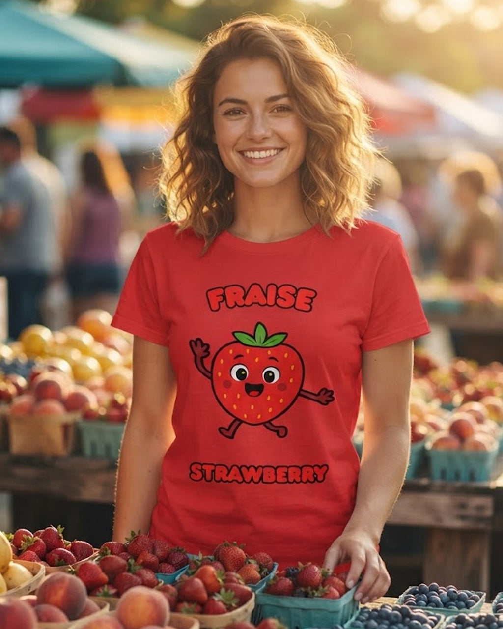 Fraise (French) Strawberry - Adult unisex soft t-shirt