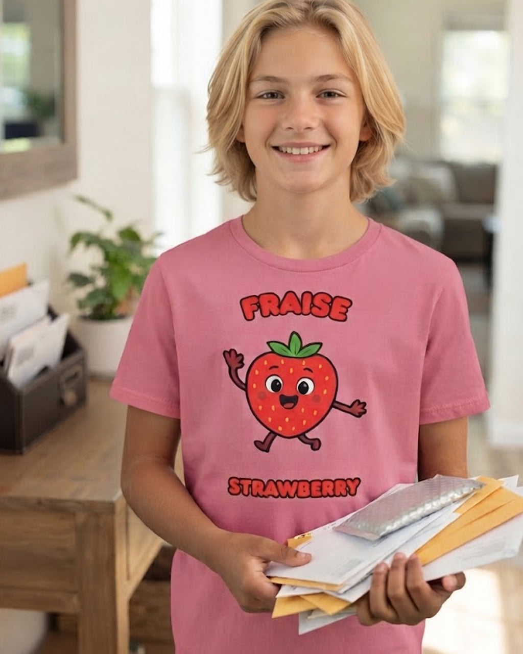 Fraise (French) Strawberry - Youth unisex soft t-shirt